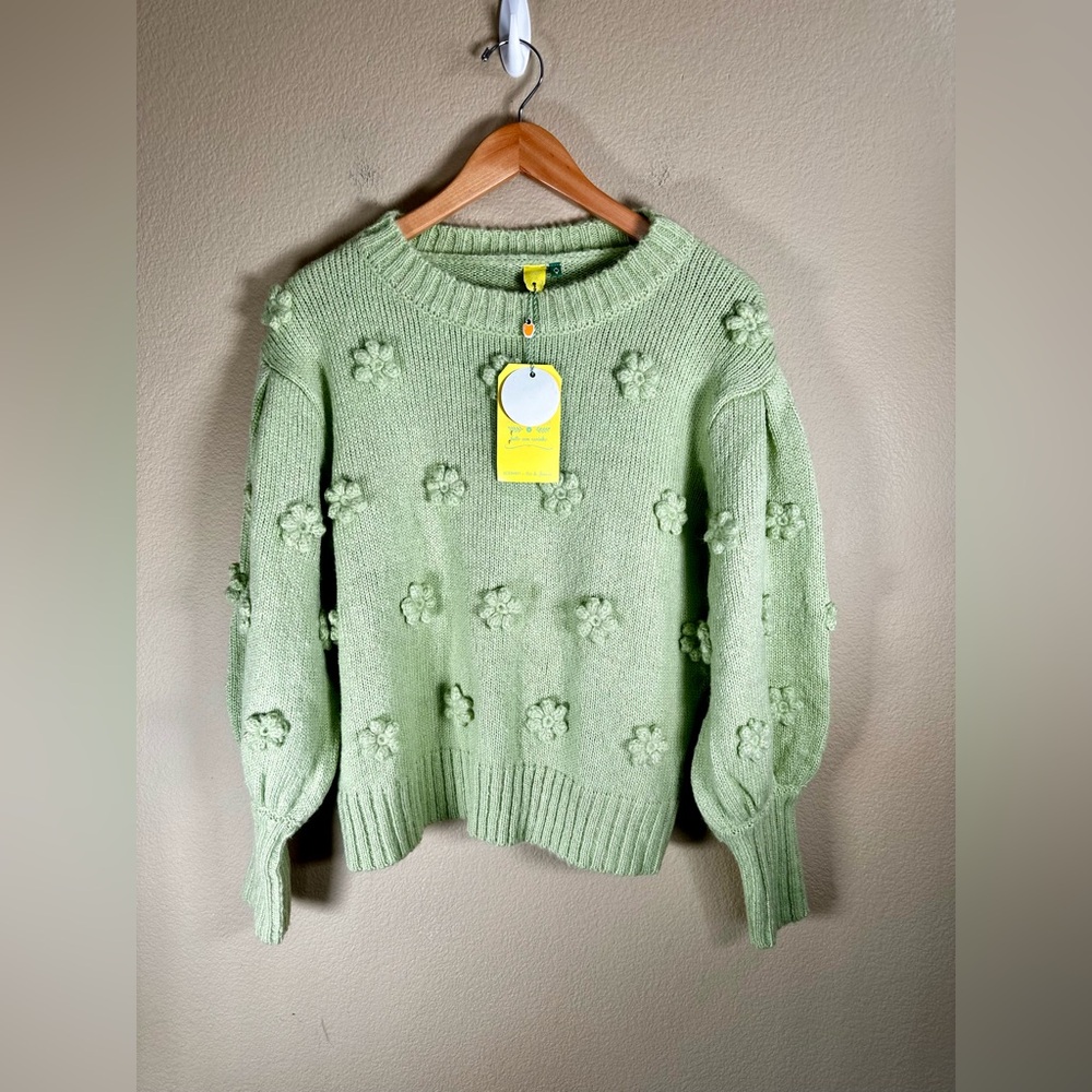 NWT FARM Rio Sweater/Cardigan-Verde Salvi Pull Tricot Artesenal Flores - Picture 3 of 11